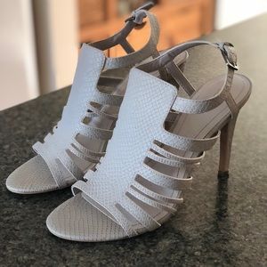 Lauren Conrad gray high heel cage sandal